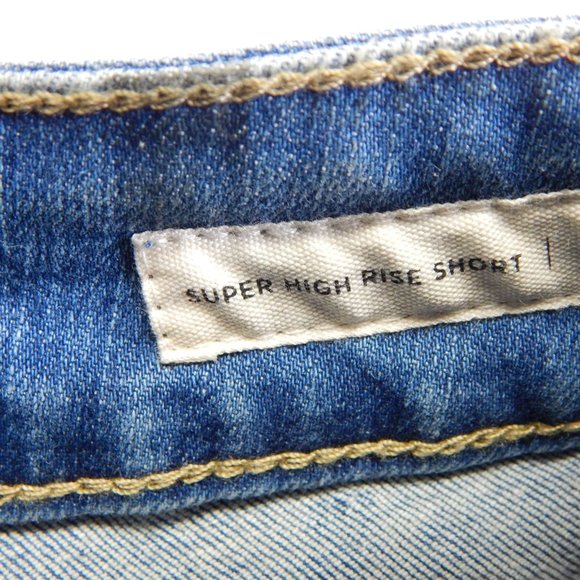 PacSun Juniors High Rise Short Shorts Denim Blue Zip Closure Size 25 - Picture 7 of 8